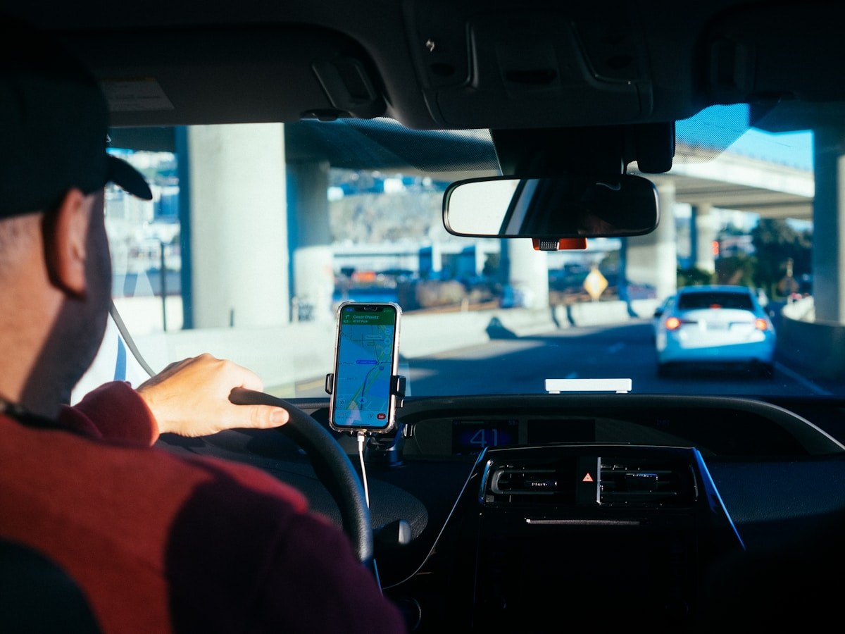 Driver working in a vehicle